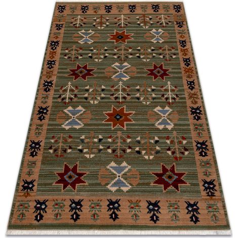 Teppich Wolle KESHAN Franse, ethnisch, orientalisch 6902/53533 grün / terrakotta green 120x145 cm
