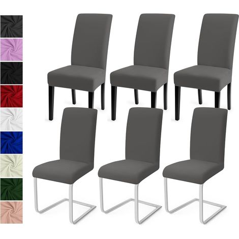 Housse de Chaise Salle à Manger 6PCS Housse de Chaise Universel Couverture de Chaise Extensible housse de chaise Moderne protection de chaise Housse de Protection pour Hotel Cuisine DécorGris, 6PCS - (1/5)