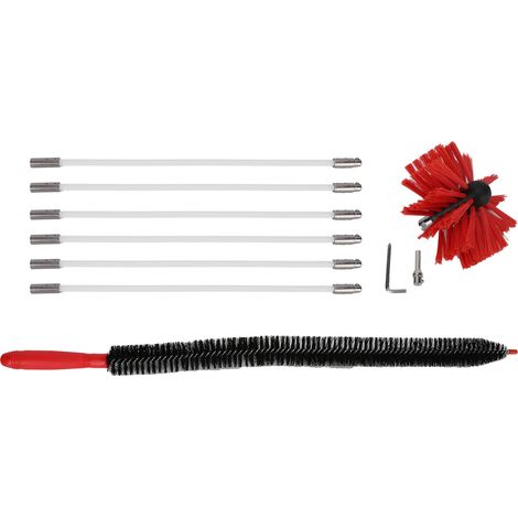 Brosse de ramonage type presse, nylon souple et durable, petite taille, nettoyage paroi intérieure (noir, neuf, 410mm x 6 tiges, pôle hexagonal A) (1/5)