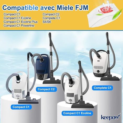 Staubsaugerbeutel für Miele FJM Compact C2 C1 Complete C1 S2 S3 S4 S5 S6 S7 3D Staubsaugerbeutel, 5 Staubbeutel mit 2 Filtersätzen (1/5)