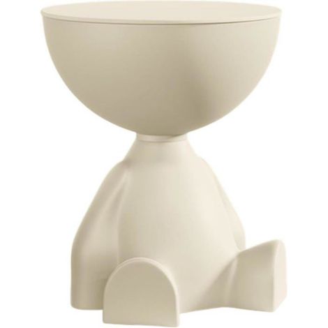 Table d'Appoint Créative de Boisson avec Plateau de Rangement, Chevet PE Léger, pour Petit Espace, Bureau, Salon ou Jardin, Blanc (1/5)