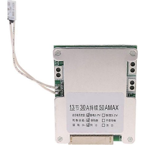 Système de gestion de batterie (BMS) 13S 48 V 50 A pour batterie lithium-ion 18650 avec protection de circuit imprimé. (1/5)