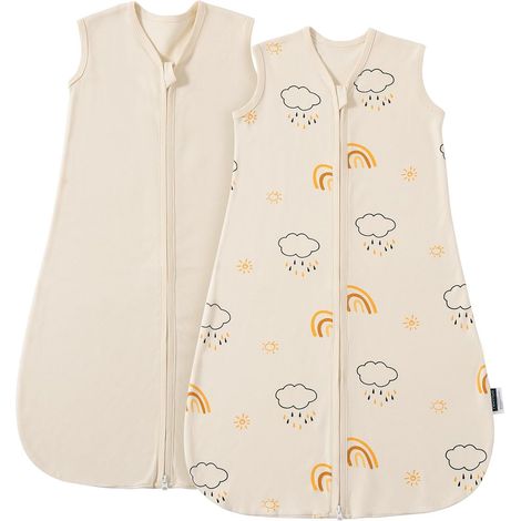 Sac de Nuit Bébé 0.5 TOG 0-6 Mois - Lot de 2 Gigoteuses en 100% Coton  Couverture Portable Nouveau-Né à Double Fermeture Éclair  Matériau Doux, Respirant (1/5)