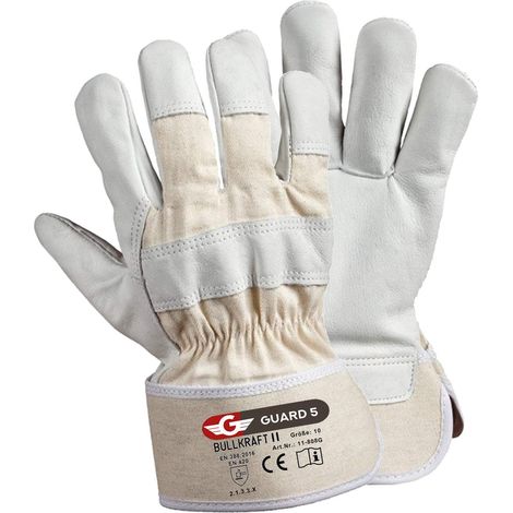 Gants de travail en cuir 5 paires taille 9 - Gants robustes de haute qualité pour la construction et le jardinage, gants de protection en cuir de bœuf complet (1/5)