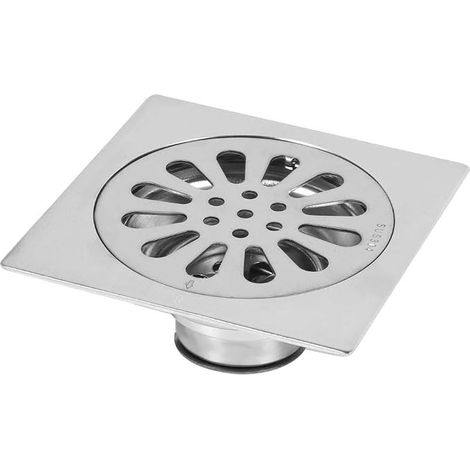 Siphon de sol avec couvercle amovible, évier de douche de douche en acier inoxydable carré de 100 100 mm( 3) (1/5)