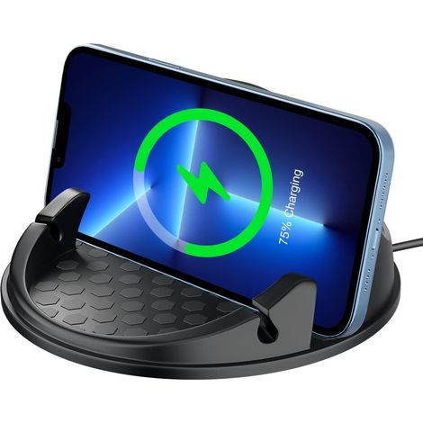 Chargeur sans fil de voiture 15W Charge rapide ventouse chargeur sans fil support de téléphone de voiture noir une pièce (1/5)
