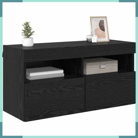 882981 Meuble TV mural Chêne noir 80 x 30 x 40 cm Bois d'ingénierie (1/5)
