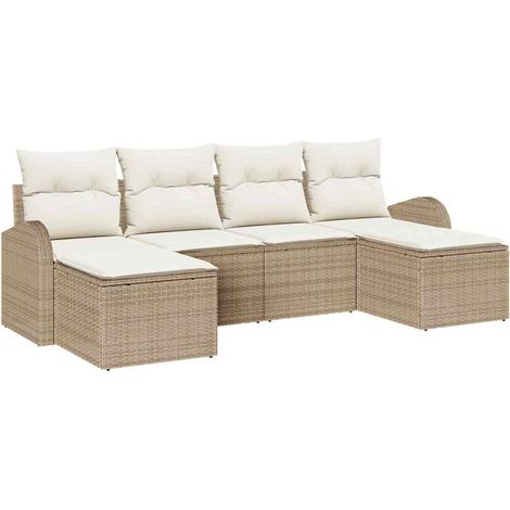 Maison Exclusive - Set di divani con cuscino 6 pcs Beige e Bianco polyrattan