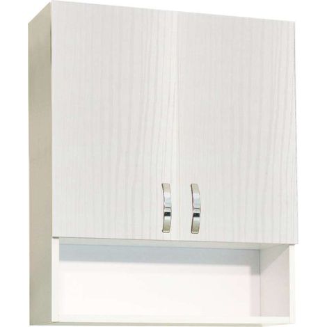 Savini Pensile Bagno 2 Ante con Vano - Bianco Nordico -59x22x71 cm
