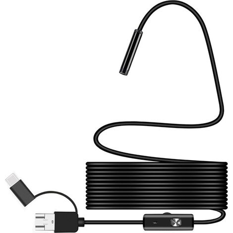 Caméra d'inspection industrielle USB endoscopique 5 m câble métal haute définition pour téléphone et ordinateur (1/5)
