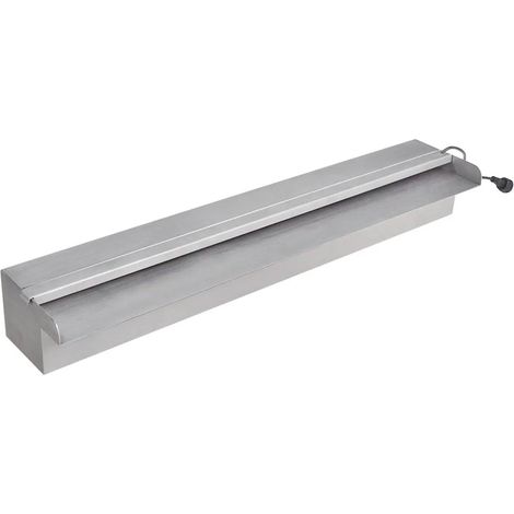 Rectangular Waterfall Pool Fountain with LEDs Stainless Steel 60 cm