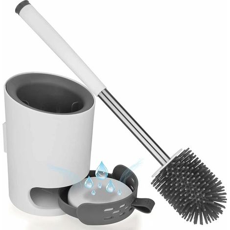 GROOFOO Brosse de toilette Brosse de toilette antibactérienne en silicone Brosse de toilette Ensemble de brosse à balai (1/5)