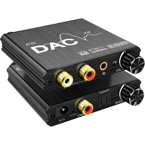 Convertisseur Audio Numerique Analogique - DAC 192 kHz 24 Bits - SPDIF Coaxial et Optique Toslink vers RCA Stéréo et Jack 3 5 mm - Compatible PS3 PS4 DVD Blu Ray Home Cinema