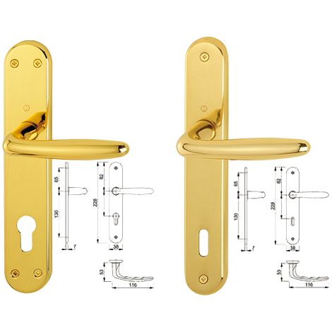 Maniglia Hoppe Roissy ottone M1941/332 - Art. 3213466 - Foro normale, distanza mm. 70 Conf. 2 Pz