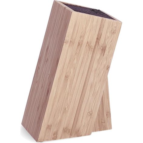 Bloc à Couteaux avec Brosse en Bambou/Plastique Marron 15 x 9,5 x 23,5 cm (1/2)