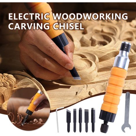 Scalpello elettrico per intaglio del legno da 12.000 giri/min, set di utensili per la lavorazione del legno, utensile per la lavorazione del legno con chiave esagonale e cinque tipi di lame