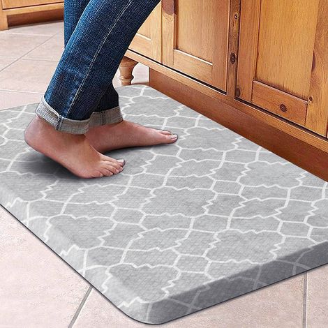 Popular gourd pattern PVC floor mat, anti-fall and oil-resistant, kitchen floor mat with cushioning and slanted edges to combat fatigue - window decoration - light gray - 441201.2 cm, woven texture