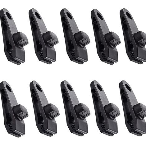 Lot de 10 clips pour bâche et auvent – Pinces de fixation pour tente, canopy, activité plein air – Serrage rapide et solide, noir (1/5)