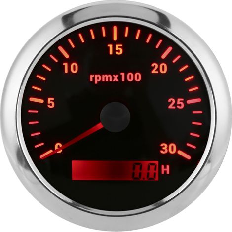 Tachymètre 85 mm, réglable de 0 à 3000 tr/min, rétroéclairage 7 couleurs, pour voiture, bateau, moteur, groupe électrogène, station 9-32 V CC, noir (1/5)