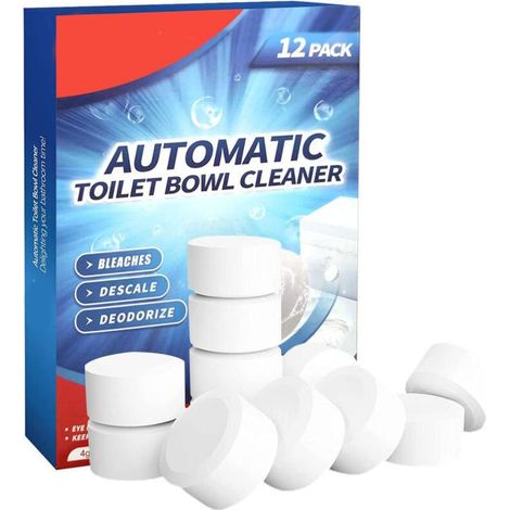 12 Comprimés de Nettoyage WC avec Eau de Javel, Libération Lente pour Réservoir de Toilette (1/5)