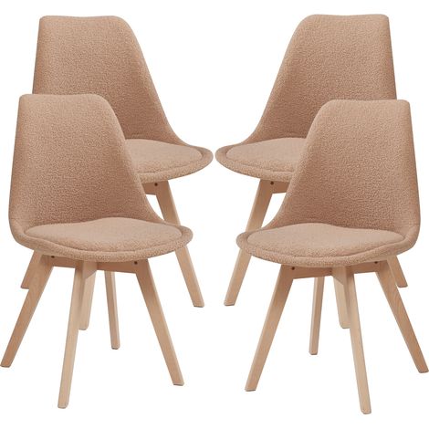 Esszimmerstuhl Fläten 4er Set Bouclé Taupe [en.casa]
