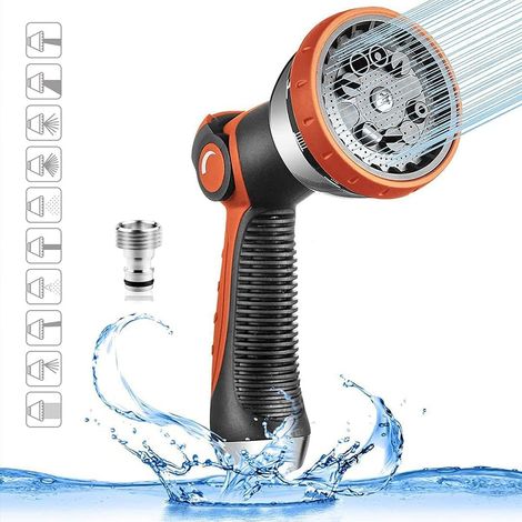 Pistolet d'Arrosage Jardin,Pistolet Tuyau d'Arrosage,10 Modes d'Arrosage,Réglable Pistolet Arrosage Haute Pression pour Arrosage Pelouse, Lavage de Voiture et Douches des Animaux (1/5)