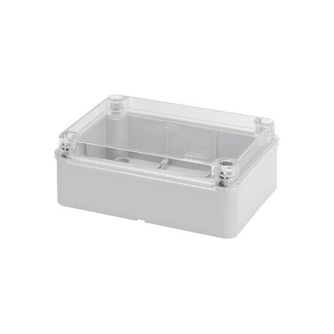 Scatola Cassetta Derivazione per apparecchiature elettriche ed elettroniche Coperchio basso trasparente IP56 Pareti Lisce Dimensioni Interne 190x140x70 mm