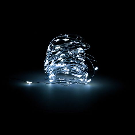 Luci Decorative NATALE Microled 40 LED Batteria BIANCO FREDDO Filo Nudo Rame  BIANCO FREDDO (1/4)