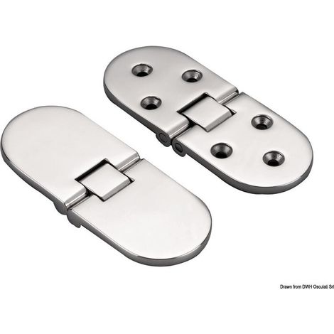 Charnières inox - rotation 180° - 80 x 30 mm
