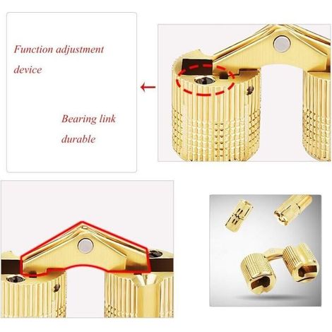 Charnière cylindrique invisible en laiton – 8 pièces, angle d’ouverture 180°, idéale pour boîte à bijoux ou DIY (1/3)