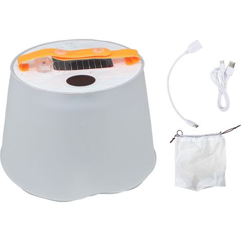 Lampe LED gonflable IP66 étanche avec chargeur téléphone solaire, haut-parleur Bluetooth, portable pour camping. (1/5)