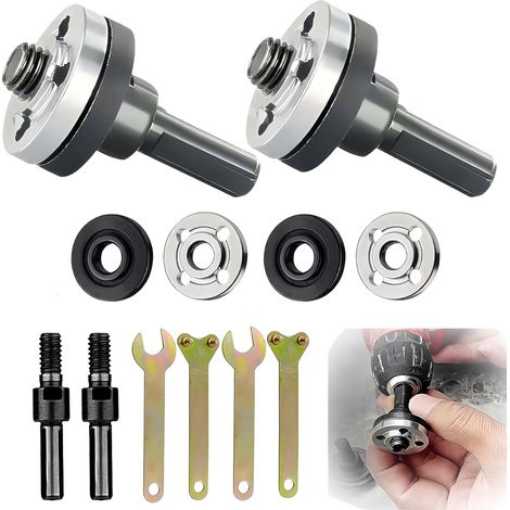 10 Pcs Ensemble de Connecteurs pour meuleuse D'angle, Perceuse ÉlectriqueAdaptateur de Connexion pour Disque de Coupe Métal avec Clé pour Ponçage Meulage Polissage (1/5)