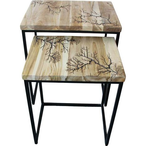 Tables basses gigognes x2 plateau teck arboré (1/3)