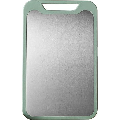 Planche à découper double face en acier inoxydable 304, idéale pour la viande, les légumes, les fruits, le poisson et le fromage. Verte, petite taille. (1/5)