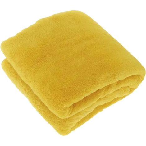 Plaid/couverture Unique Living Justin - jaune - 150 x 200 cm (1/2)