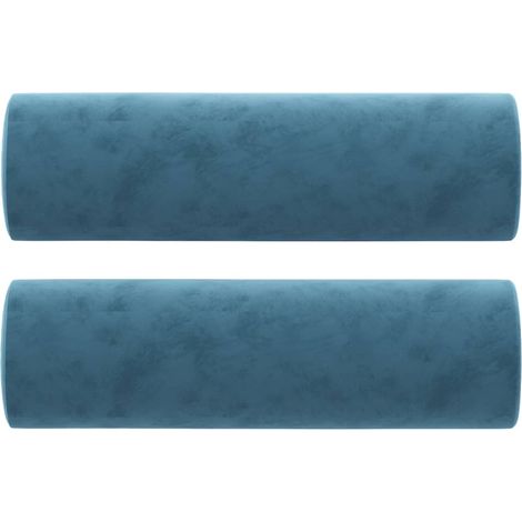 Coussins décoratifs lot de 2 Bleu Ø15x50 cm Velours CFW18021 (1/5)