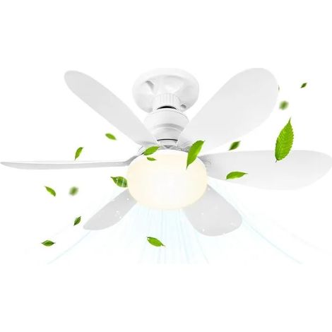 ®RisingFF Ventilateur de plafond avec lumière et télécommande, petite LED dimmable, 52 cm, avec douille E27, 6 pales, 3 vitesses (1/5)