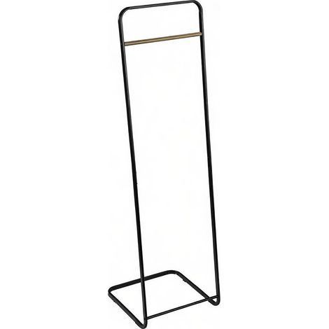 Perchero de pie moderno de metal negro con barra efecto roble 40 x 40 x 140 cm (1/5)