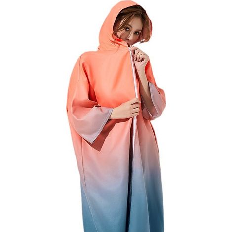 Peignoir de plage à capuche, poncho de bain double face en peluche avec fermeture éclair, peignoir de plage pour se changer après le surf (1/5)