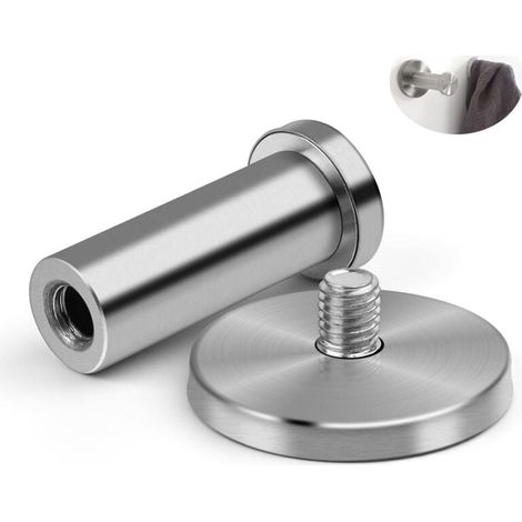 4-teiliges Set runder, silberner Wandhaken, 50 mm Edelstahl-Kleiderhaken, geeignet zum Aufhängen von Gegenständen in Küche, Badezimmer und Schlafzimmer (1/4)