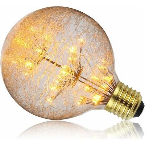 Filiyano-Ampoules LED vintage 3W - Ampoule décorative en forme d'étoile - 2200K - Jaune chaud - E27 (G95 - Clair de lune) (1/4)