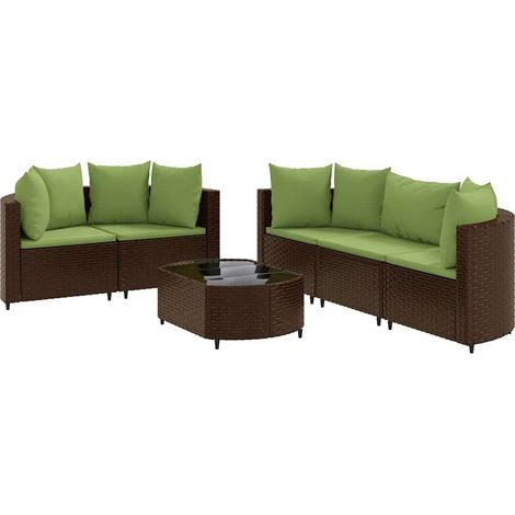 Maison Exclusive - Set Divano da Giardino 6 pz con Cuscini Marrone in Polyrattan (1/5)