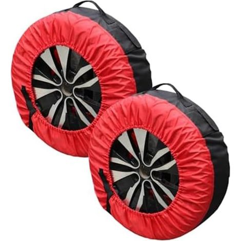 Housse de Protection pour Pneu de Secours 16-22 Pouces - Tissu Oxford 600D Résistant aux UV, Sangles Réglables pour Voiture, SUV, pour camping-car, Lot de 2, et (Red and Black) (1/5)