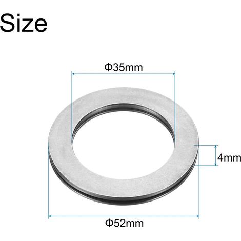 Lot de 8 roulements à aiguilles AXK3552+2AS avec rondelles, 35 mm x 52 mm x 4 mm, pour direction assistée de camion/tondeuse. (1/4)