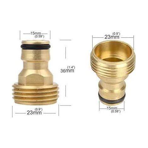 Hydrogarden 2 pièces Tuyau d'arrosage connecteur Rapide 3/4 Pouce en Laiton Filetage mâle Tuyau buse Adaptateur de Connexion Rapide (1/4)