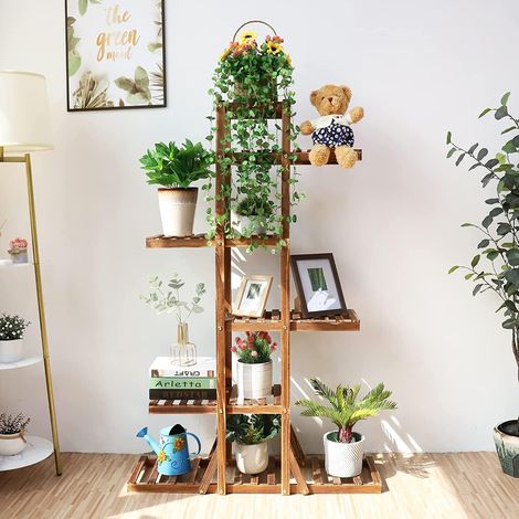 Unho – Étagère à plantes en bois de pin 6 niveaux – Dimensions 131x90x25 cm – Capacité de charge 30 kg – Pour intérieur et extérieur (1/5)