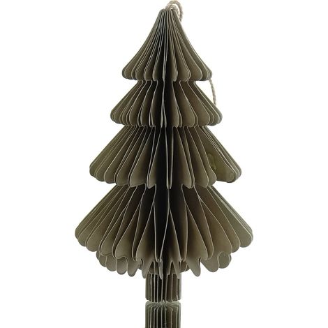 Kaemingk – Suspension de Noël Sapin avec cordon – Taupe à paillettes, papier, H 14,5 cm (1/2)