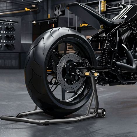 Support béquille de moto arrière support de roue lève moto arrière sur roulettes avec bobine de bras oscillant U, noir
