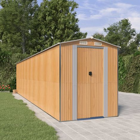 Abri de jardin Marron clair 192x855x223 cm Acier galvanisé (1/5)