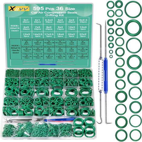 Lot de 595 joints toriques pour climatisation métrique et SAE automobiles A/C, compresseur robinet professionnel, toriques, réparation avec boutons joint torique - (1/5)